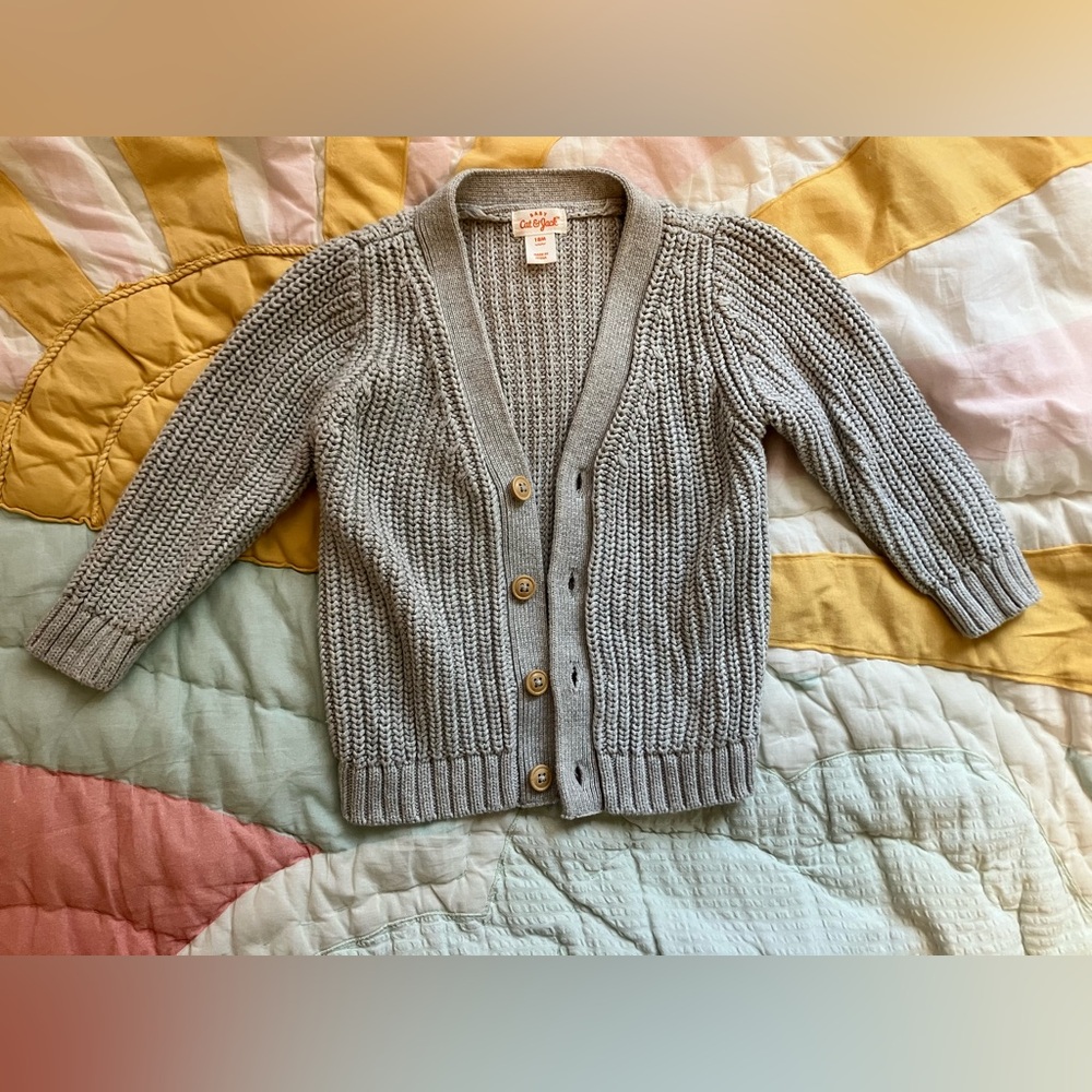 Cat and Jack 18M Cozy Gray Cardigan Sweater